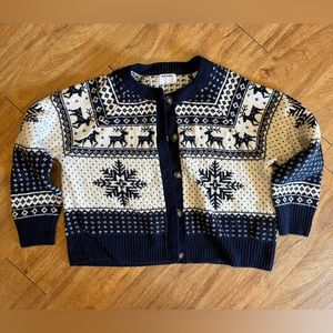 Navy and Off White Short Winter Sweater